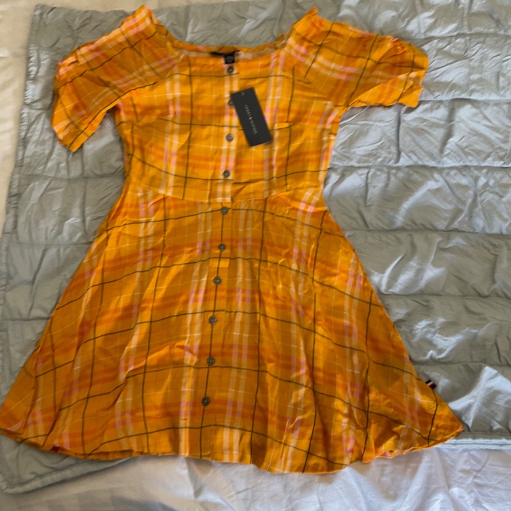 NWT Tommy Hilfiger girls Short Sleeve 90’s Dress Square Neck school photo 12/14